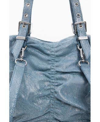Women's Medium Ruched Denim Backpack