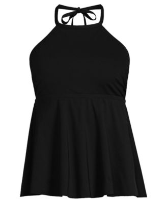 Plus Size Flutter High Neck Halter Tankini Top