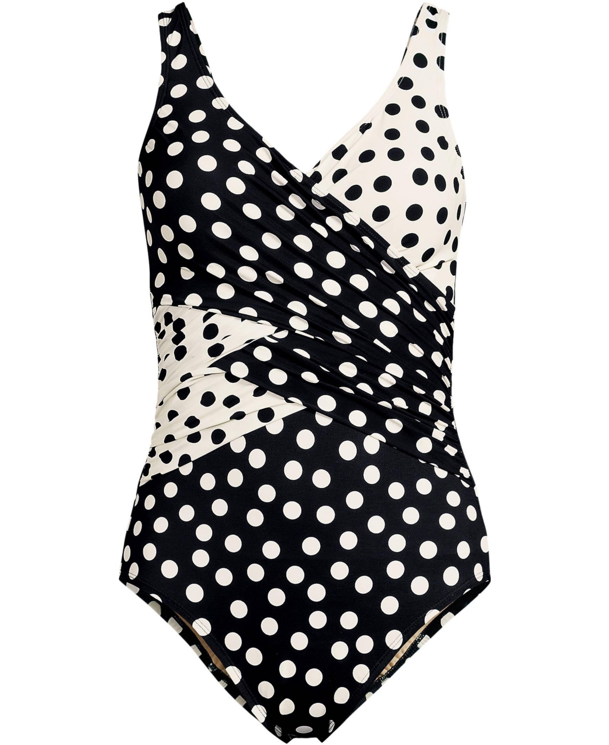 Lands' End Women's Long Torso SlenderSuit Wrap One Piece Swimsuit