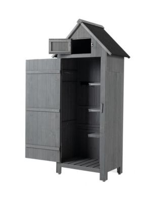 30.3inch L x 21.3inch W x 70.5inch H Outdoor Storage Cabinet Tool Shed Wooden Garden Shed Gray