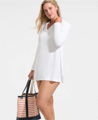 Plus Size SunShade UPF 50 Hooded Mini Swim Swim Cover-Up Dress