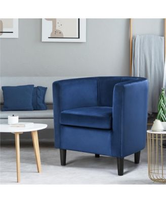 Yaheetch Single Piece Velvet Fabric Barrel-shaped Upholstered Accent Arm Chair