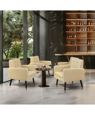 Modern Faux Leather Arm Chair Tufted Accent Chair