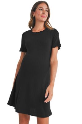 black maternity dress shirt Women's 100% European Linen Maternity Long Sleeve Shirt in Black, Size Large by Quince