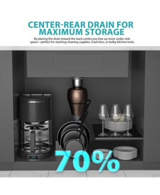 33x19x10 Inch Single Bowl Undermount Workstation Gold Kitchen Sink 16 Gauge 304 Stainless Steel Deep Sink