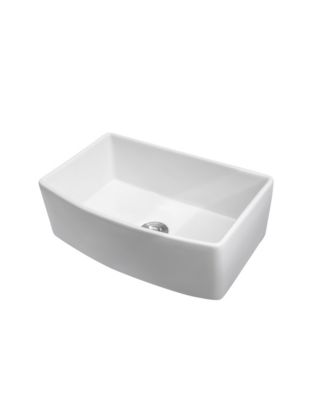 33x19x10inch White Farmhouse Sink Porcelain Ceramic Arch Edge Apron Front Single Bowl