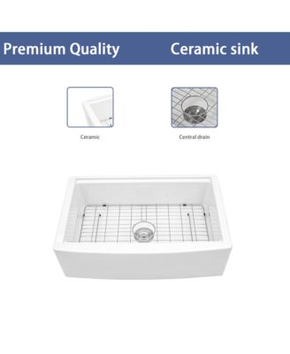 33x21x10inch White Farmhouse Sink Ceramic Porcelain Workstation Single Bowl Kitchen