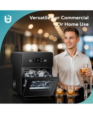 22Lbs/24H Countertop Craft Ball Shaped Ice Maker Machine in Black with 5.5lbs Ice Storage