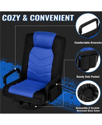 Reclining Swivel Floor Gaming Chair Black/ Red