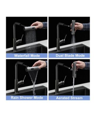 huluwat 30x22x10inch Gunmetal Black Kitchen Sink with Pull Out Faucet Soap Dispenser Stainless Steel