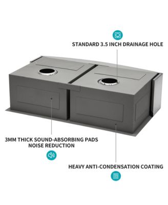 33x20x9inch Stainless Steel Farmhouse Kitchen Sink Double Bowl Apron Front 16 Gauge