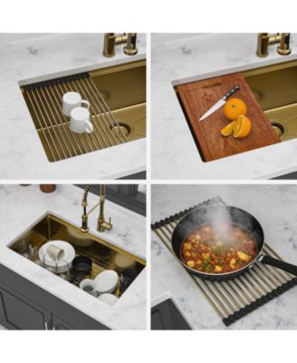 30x19x10inch Undermount Gold Kitchen Sink Workstation Stainless Steel 16 Gauge Deep Bowl