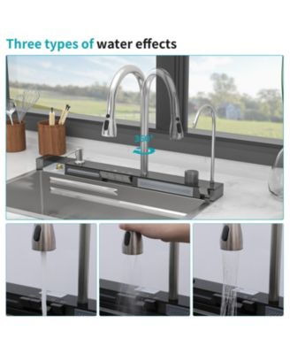 30x19x9inch Multifunction Single Bowl 16 Gauge T304 Stainless Steel Ledge Workstation Smart Top Mount Waterfall Kitchen Sink