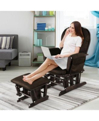 Glider Rocking Chair and Ottoman with Detachable Seat Cushion