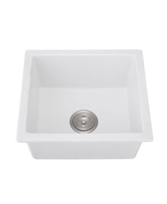 18x16inch Quartz Undermount Bar Sink with Grid and Strainer Heat Stain Resistant