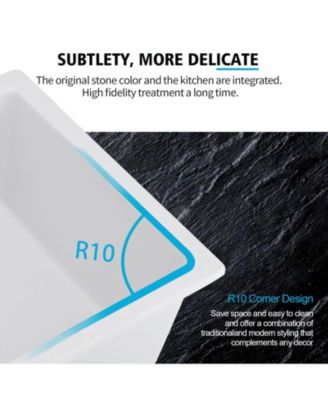 18x16inch Quartz Undermount Bar Sink with Grid and Strainer Heat Stain Resistant