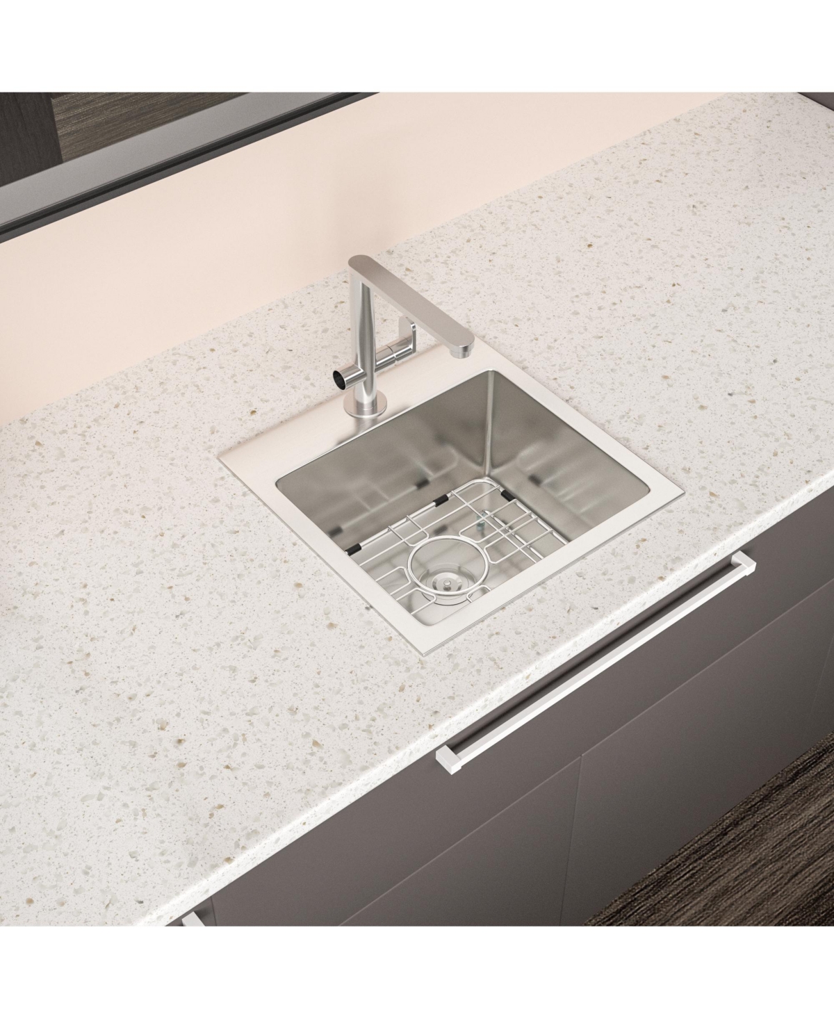 flynama 15x15x9inch Drop In Bar Sink Stainless Steel 16 Gauge Single Bowl Topmount Kitchen