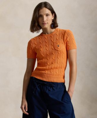 Women's Cable-Knit Short-Sleeve Sweater