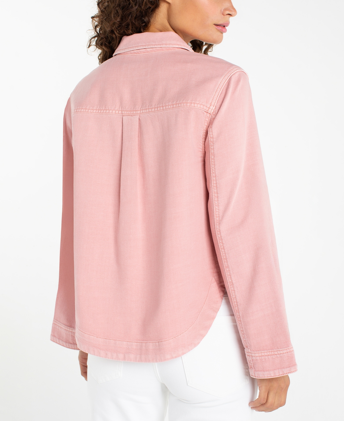 Liverpool Los Angeles Petite Collared High-Low Denim Shacket