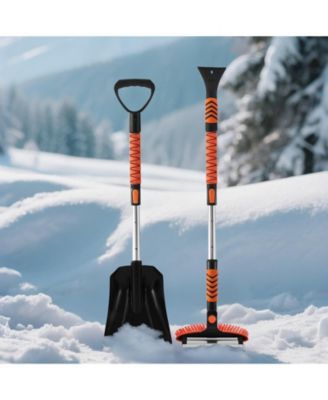Snow Brush & Ice Scraper, 42" Extendable, 180° Pivoting Brush Head, Non-Slip Grip, For Cars/SUVs