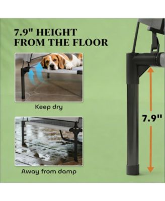 Elevated Portable Dog Cot with Pad in Light Grey