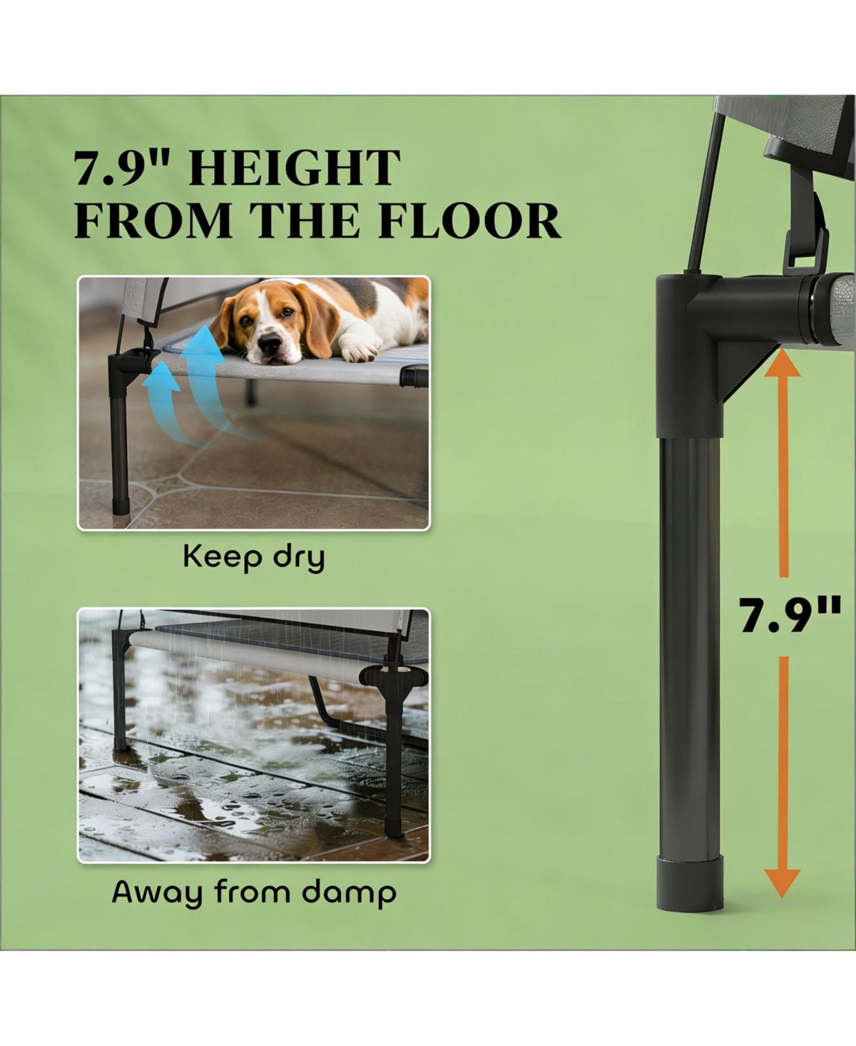 Aostirmotor Elevated Portable Dog Cot with Pad in Light Grey