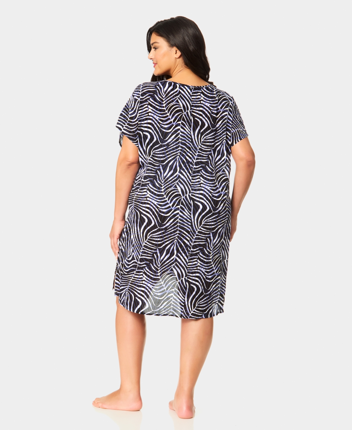 Anne Cole Plus Size Printed V-Neck Swim Tunic Cover Up