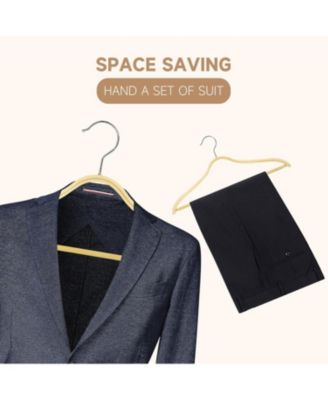 Lightweight Clothes Hangers with Pants Bar, Slim Birch Wood Hangers for Suits, Coats, Trousers, Shirts, Sweaters, Dresses