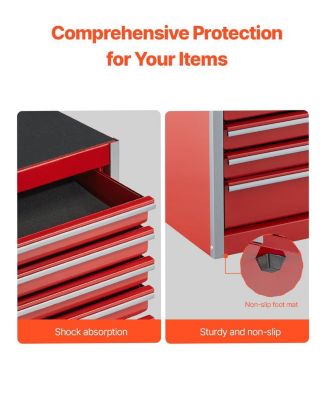 Metal Tool Box, 8.6", Portable 5-Drawer Tool Chest, EVA Liners, PP Feet, Ball-Bearing Slides, Powder-Coat