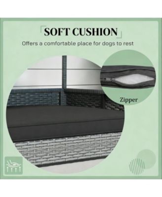 Rattan Dog House with Bed for Outdoor in Gray