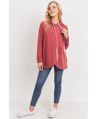 Maternity Crossover Drawstring Nursing Hoodie