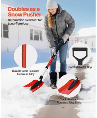 Foldable Snow Shovel, 9" Wide, Adjustable 36"-40", D-Handle, Lightweight Aluminum Alloy, Car/Camping