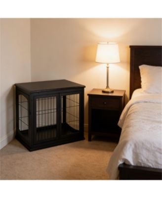 Small Dog Cage with 3 Metal Doors in Black