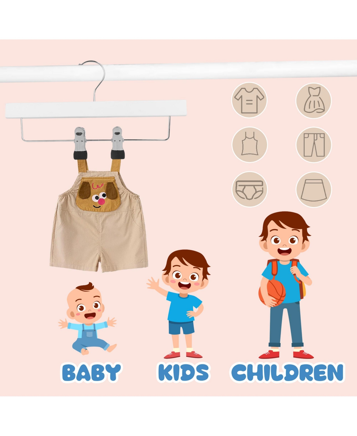 BP4U 12-Pack Wooden Pants Hangers with Adjustable Clips