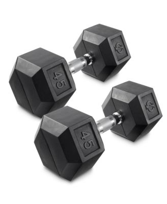 Rubber Coated Hex Dumbbell Hand Weights, 40 lb Pair