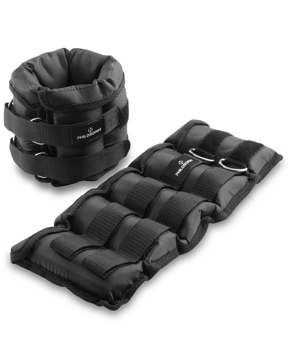 Philosophy Gym 20 Lb Adjustable Ankle Wrist Weights Pair, Arm Leg Weight Straps Set, 10 Lb each with Removable Weights - Black