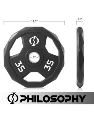 Set of 2 Rubber Coated 2-inch Olympic Grip Weight Plates (35 LB each) for Weightlifting