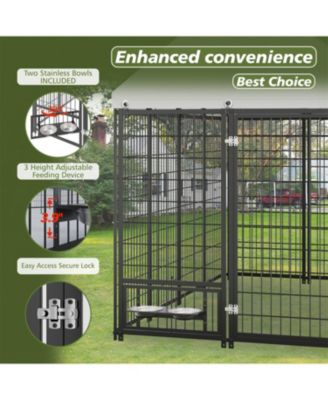 Dog Run Enclosure with Roof Cover in Black