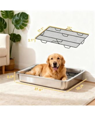 27.6 in. heavy-duty stainless steel Dog Potty Tray in Silver