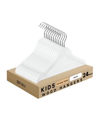 Kids Wooden Hangers with Pants Bar, Baby Solid Wood Clothes Hangers