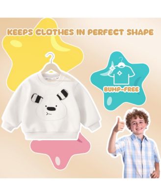 Kids Wooden Hangers with Pants Bar, Baby Solid Wood Clothes Hangers