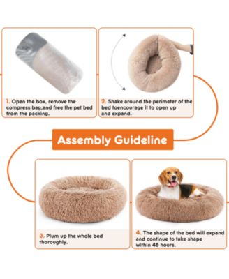 30 Inch Anti Slip Round Fluffy Faux Fur Cat Bed