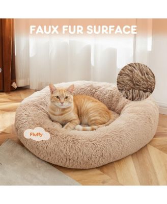 37 Inch Anti Slip Round Fluffy Faux Fur Cat Bed