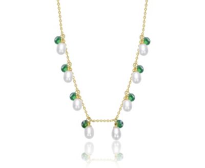 Timeless 14K Gold Plated Mother of Pearl & CZ Necklace