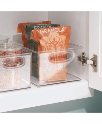 Plastic Stackable Pantry Bin with Handles, Set of 4, Clear