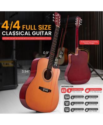 41" Full-Size Acoustic Guitar Kit, Cutaway Body with Digital Tuner and Accessory Kit, (LB