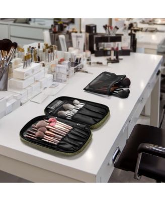 Travel Makeup Brush Holder Bag Cosmetic Brush Organizer Rococo Green