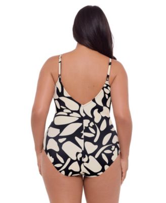 Women's Sculpting Banded Plunge V-Neck One-Piece Swimsuit