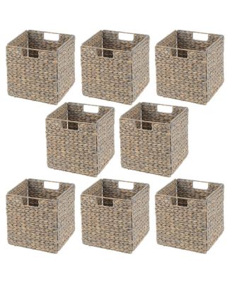 Woven Hyacinth Kitchen Storage Organizer Basket Bin, 8 Pack, Gray Wash