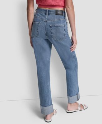 Women's High-Rise Seamed Classic Straight Leg Jeans